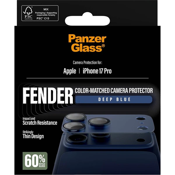 PanzerGlass® FENDER hliníková ochrana fotoaparátu Apple iPhone 17 Pro tmavě modrá - Ochranné folie a skla - Obrázek Z8XL000K01