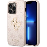 Guess PU 4G Metal Logo kryt iPhone 15 Pro Max růžový - Pouzdra