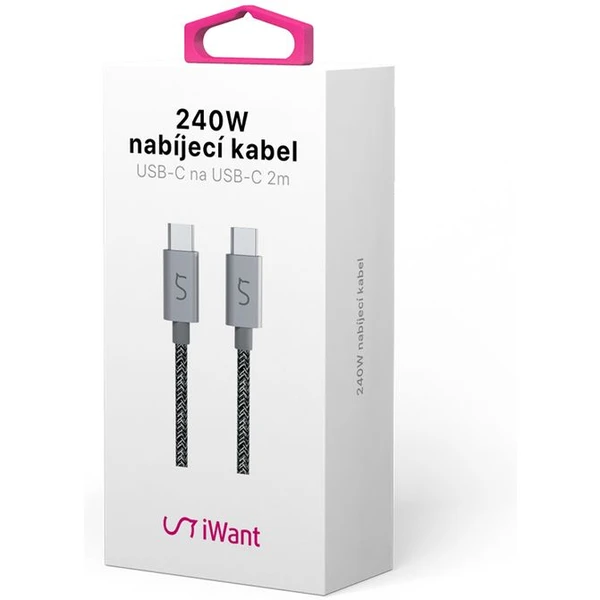 iWant USB-C/USB-C napájecí kabel 240W 2m vesmírně šedý - Kabely a redukce - Obrázek Z9H0000L01