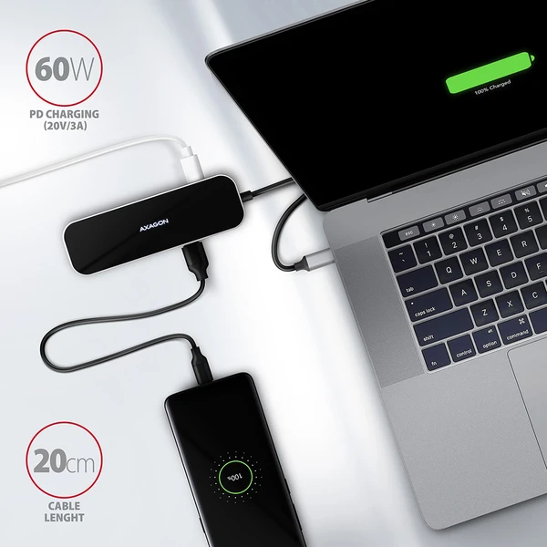 AXAGON USB hub 3x USB-A, HDMI, RJ-45 kabel USB-C - Dokovací stanice - Obrázek ZA13G00101