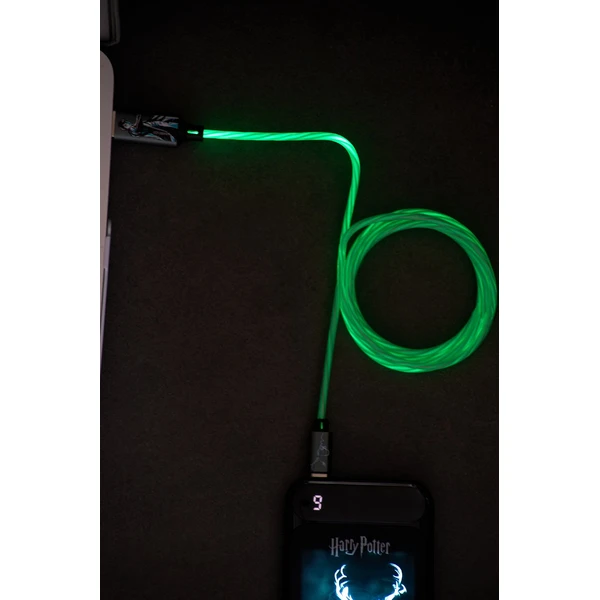 Lazerbuilt Harry Potter - Patronus USB-A/USB-C svítící napájecí kabel 10W 1,2m zelený - Kabely a redukce - Obrázek ZA7H000K01