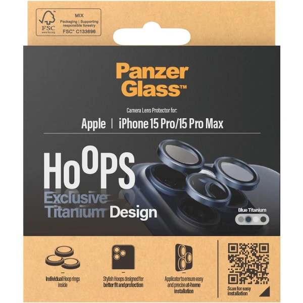 PanzerGlass HoOps ochranné kroužky Apple iPhone 16 Pro/16 Pro Max/15 Pro/15 Pro Max - modrý titan - Ochranné folie a skla - Obrázek ZAD1000O01