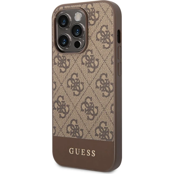 Guess 4G Stripe kryt iPhone 14 Pro hnědý - Pouzdra - Hlavní obrázek
