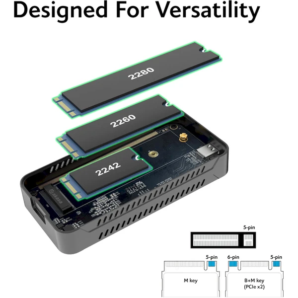 Akasa M.2 PCIe NVMe SSD Alu kryt 40GB/s - Externí boxy - Obrázek ZE4J000K01