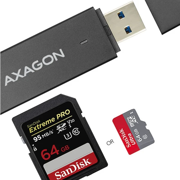 AXAGON čtečka SD/microSD karet CRE-S2N USB-A - Čtečky paměťových karet - Obrázek ZFD0700301
