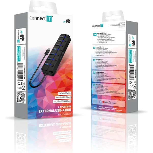 CONNECT IT Mighty Switch 2 USB-A hub černý - USB huby - Obrázek ZFTG000K01