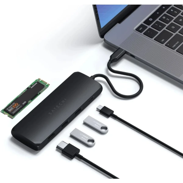 Satechi Aluminium USB-C Hybrid Multiport adaptér černý - USB huby - Obrázek ZG6NF00101