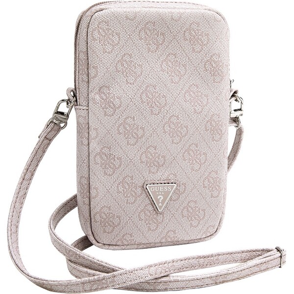 Guess PU 4G Triangle Logo Wallet Phone Bag Zipper růžový