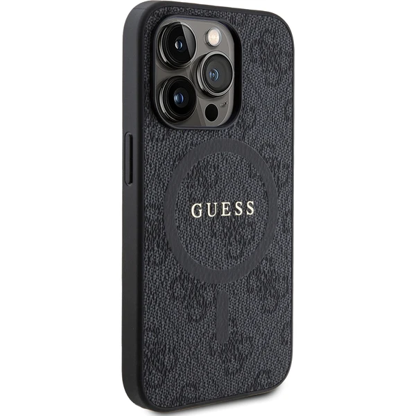 Guess PU Leather 4G Colored Ring MagSafe kryt iPhone 15 Pro černý - Pouzdra - Obrázek ZI72000N01