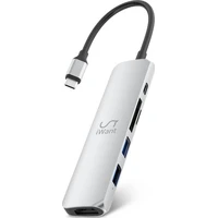 iWant USB-C HUB 6v1 HDMI/USB-C/USB-A/SD/Micro SD stříbrný - USB huby
