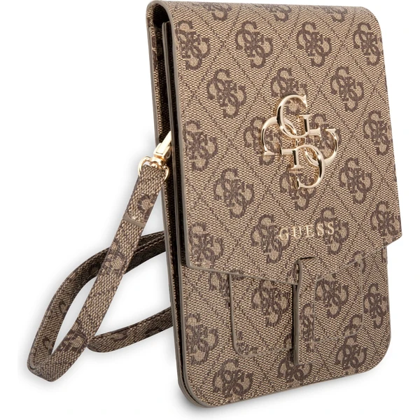 Guess PU 4G Metal Logo univerzální brašna pro telefon hnědá - Pouzdra - Obrázek ZLAQ600301