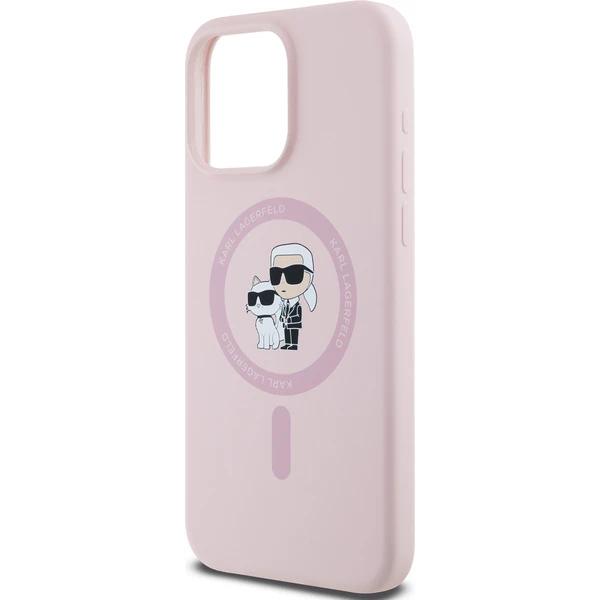 Karl Lagerfeld Liquid Silicone Karl and Choupette Magsafe zadní kryt iPhone 14 Pro růžový - Pouzdra - Obrázek ZQP5000J01