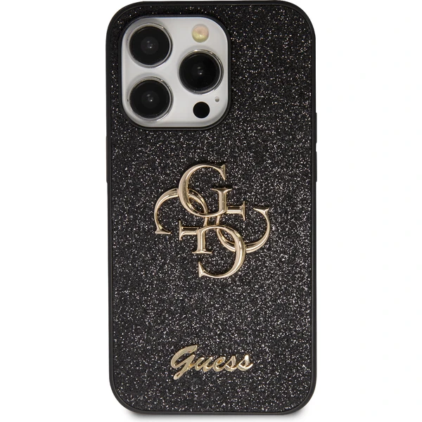 Guess PU Fixed Glitter 4G Metal Logo kryt iPhone 15 Pro Max černý - Pouzdra - Obrázek ZRX4000701