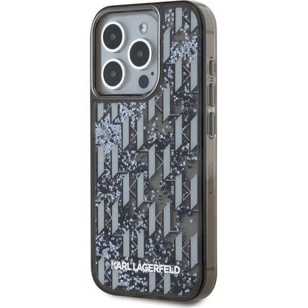 Karl Lagerfeld Liquid Glitter Monogram Gradient zadní kryt pro iPhone 15 Pro Max černý - Pouzdra - Obrázek ZWS6000L01