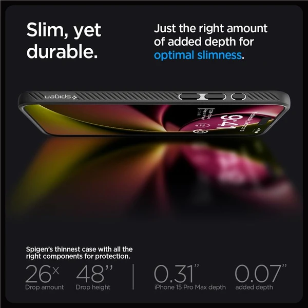 Spigen Liquid Air kryt iPhone 15 Pro Max matně černý - Pouzdra - Obrázek ZWT8000601
