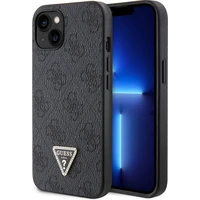 Guess PU 4G Strass Triangle Metal Logo kryt iPhone 15 černý - Pouzdra