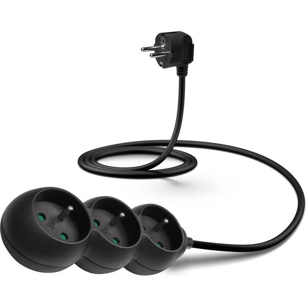 CONNECT IT prodlužovací kabel 230 V, 3 zásuvky, 1,5 m, bez vypínače (černý) CES-1327-BK Černá
