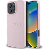 Guess PU Grained Classic Logo MagSafe kryt iPhone 16 Pro růžový - Pouzdra
