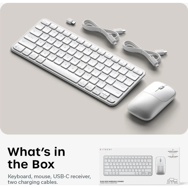 Satechi Slim CEX1 Wireless Combo klávesnice a myš (US English) stříbrná - Klávesnicové sety - Obrázek a08ae0b8dd7143bc8aa0f155530ad91e