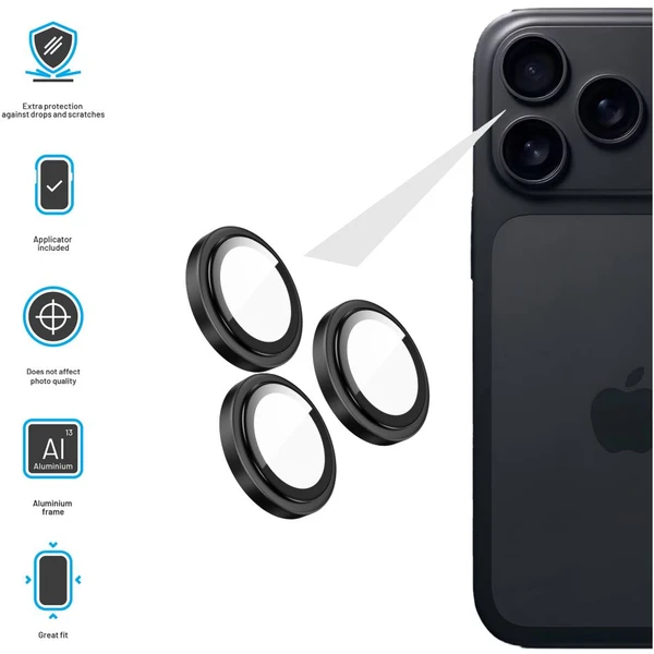 FIXED Camera Glass ochranná skla Apple iPhone 17 Pro/Pro Max černá - Ochranné folie a skla - Obrázek a0b05692474e4a91885bd93145c75b77