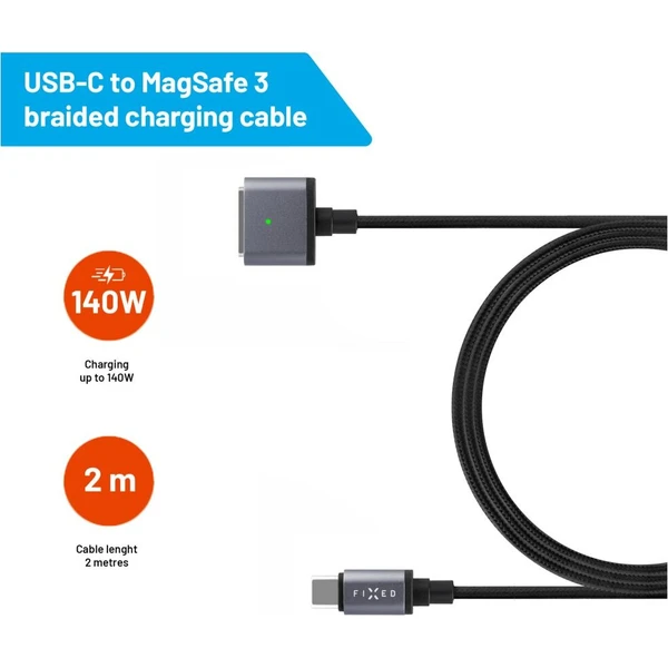 FIXED USB-C/MagSafe 3 napájecí kabel 140W 2m šedý - Kabely a redukce - Obrázek a11ef195ea9b41abbc11ed3bda7bc914