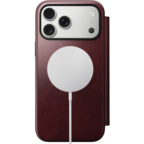 Nomad Modern Leather Folio (Horween) MagSafe kožené pouzdro iPhone 17 Pro Max Burgundy - Pouzdra - Obrázek a134eb3a33464965953565fde9d04c1a