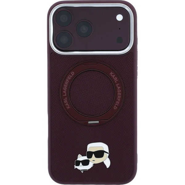 Karl Lagerfeld PU Grained K&CH Heads Ring Stand Magsafe kryt iPhone 18 Pro vínový - Pouzdra - Obrázek a18513553cd44bc2a4022fb80131d944
