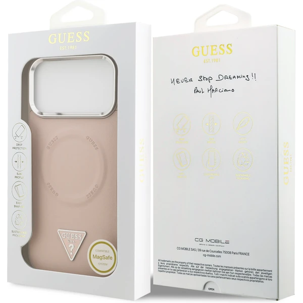 Guess PU Leather Triangle Logo MagSafe kryt iPhone 17 Pro růžový - Pouzdra - Obrázek a1bc89a90c0247c0b0c5504a1cad7950