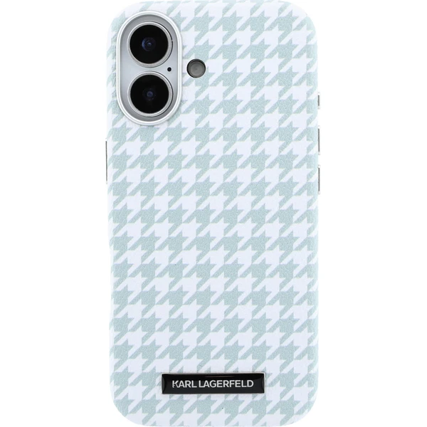 Karl Lagerfeld PU Houndstooth Resin Plate MagSafe kryt iPhone 17 modrý - Pouzdra - Obrázek a263ce539fbc492b8ab22e26e69cb486