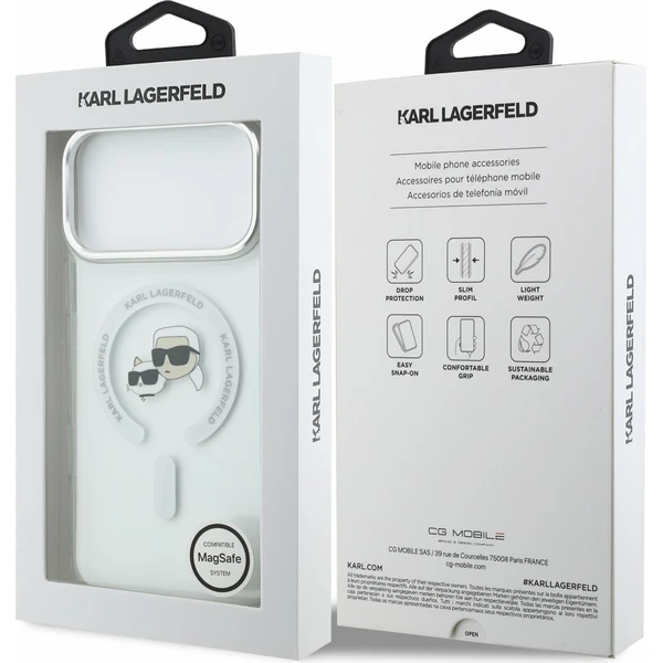 Karl Lagerfeld IML K&CH Heads Metal Frame MagSafe kryt iPhone 18 Pro Max bílý - Pouzdra - Obrázek a2753011f3464eb98d5a5d409d222613