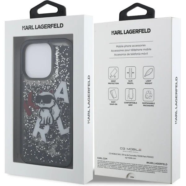 Karl Lagerfeld Liquid Glitter Scattered Choupette kryt iPhone 16 Pro Max černý - Pouzdra - Obrázek a276bc641f174754a11cc1154108bdf5