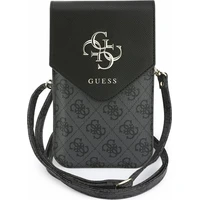 Guess PU Leather+Grained 4G Metal Logo taška na telefon černá - Pouzdra