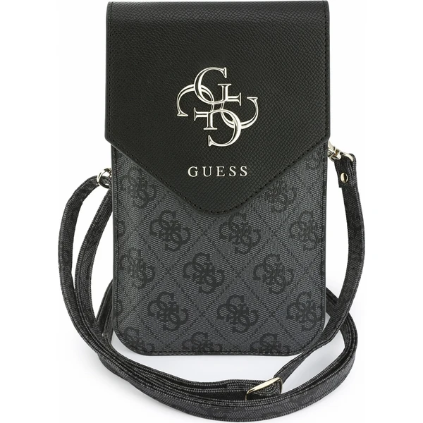 Guess PU Leather+Grained 4G Metal Logo taška na telefon černá