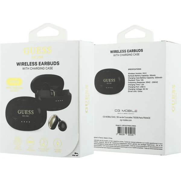 Guess Metallic Finish Classic Logo OWS bezdrátová sluchátka černá - Sluchátka - Obrázek a29325a585984ff9a5bf157c16b2eea0