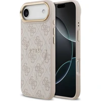 Guess PU Leather 4G Gold Frame MagSafe kryt iPhone Air růžový - Pouzdra