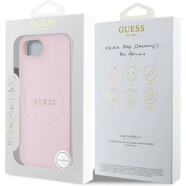 Guess PU Grained Classic Logo MagSafe kryt iPhone 17e/16e růžový - Pouzdra - Obrázek a2ed4b6d4bb543f08bd071a445fce771