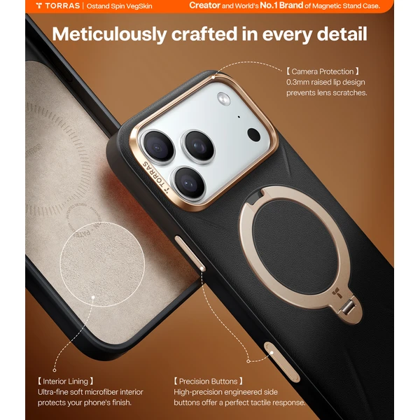 Torras Ostand Q3 VegSkin MagSafe kryt iPhone 17 Pro obsidian black - Pouzdra - Obrázek a30e031c9d1449c1a743638770629ce3