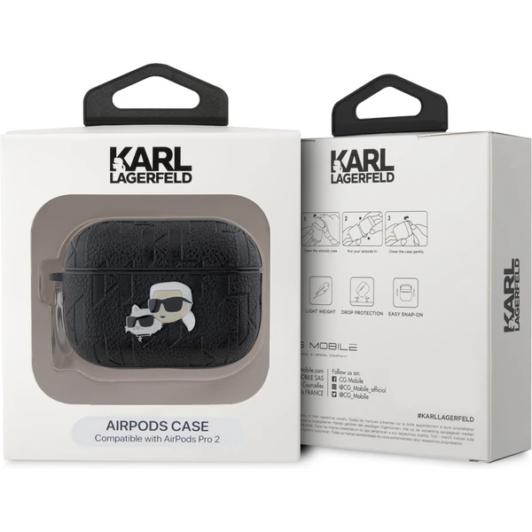 Karl Lagerfeld PU Embossed Karl and Choupette Heads pouzdro AirPods Pro 2 černé - Pouzdra - Obrázek a37ce9a8e9084f8db36b9284fd3fc220