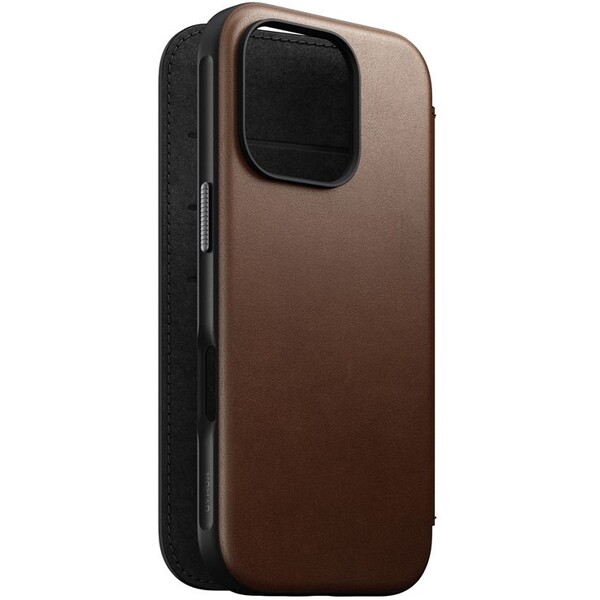 Nomad Modern Leather Folio MagSafe pouzdro iPhone 16 Pro hnědé