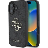 Guess PU 4G Metal Logo kryt pro iPhone 16 Plus šedý - Pouzdra