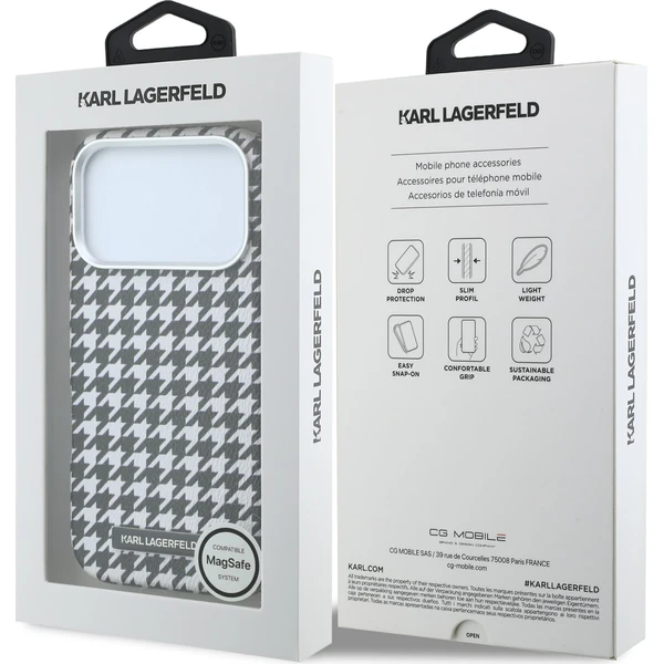Karl Lagerfeld PU Houndstooth Resin Plate MagSafe kryt iPhone 17 Pro černý - Pouzdra - Obrázek a44bebe0bb584623b3242c33f523004d