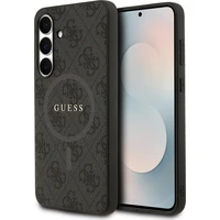 Guess PU Leather 4G Colored Ring MagSafe Zadní Kryt pro Samsung Galaxy S25 FE černý - Pouzdra