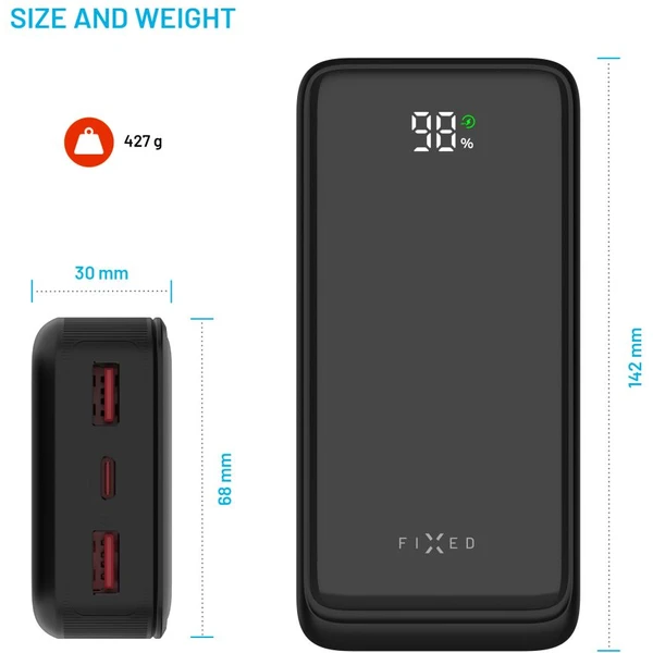 FIXED Zen2 20 powerbanka s LCD displejem a PD 20W, 20 000 mAh, černá - Powerbanky - Obrázek a49f74cda31b479c8693c2f1aad4150a