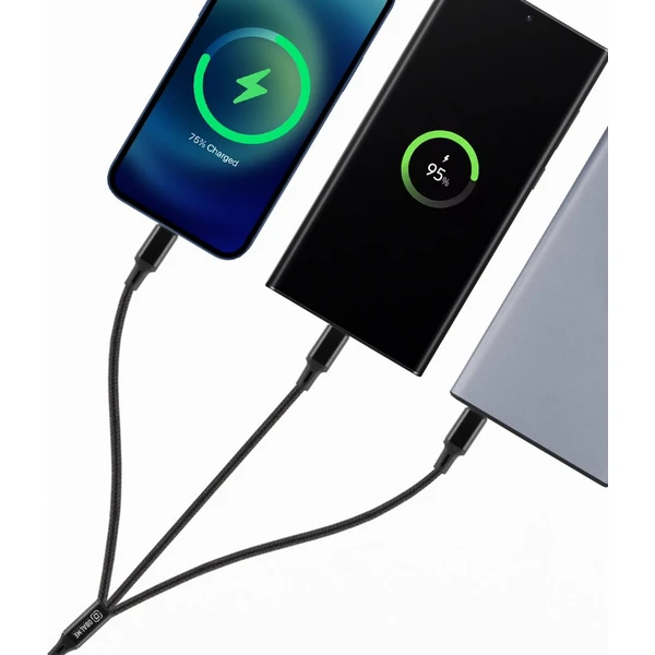 OBAL:ME 3v1 AllConnect Fast Charge napájecí kabel 12W 1,2m černý - Kabely a redukce - Obrázek a4d2b6c97fad4140bbf3b1858e82a992