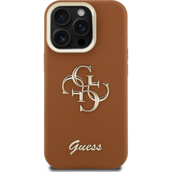 Guess PU Grained 4G Logo Stand Camera Frame kryt iPhone 15 Pro Max hnědý - Pouzdra - Obrázek a4f1e5f6ee80429ca3eaf0207fcc1047