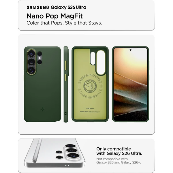 Spigen Nano Pop MagSafe kryt Samsung Galaxy S26 Ultra zelený - Pouzdra - Obrázek a5442a59c9c54ffdad65276e18c0f6bc