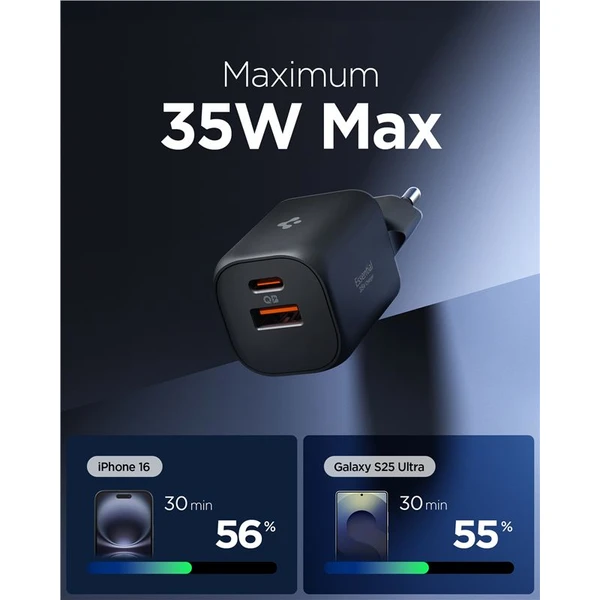 Spigen Essential EE352EU (35W) USB-C/USB-A nabíječka černá - Nabíječky - Obrázek a5753b92d75c45b0b0f224379ae5db4f