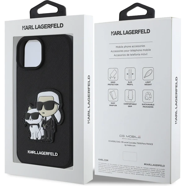 Karl Lagerfeld PU Saffiano Karl and Choupette kryt iPhone 15 černý - Pouzdra - Obrázek a57d10dccd954271b38b55b56ea29452