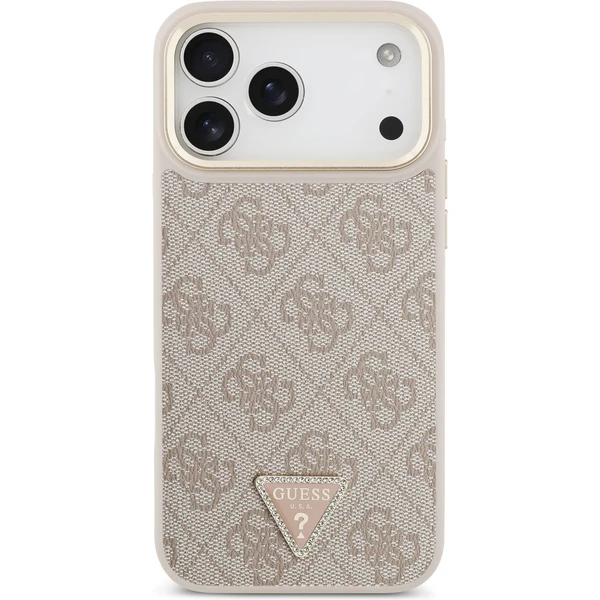 Guess PU Leather 4G Triangle Logo Gold Frame MagSafe kryt iPhone 17 Pro Max růžový - Pouzdra - Obrázek a5aaccb1b2944451aa65a06c679018ca