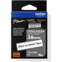 Brother Tze-S261 páska černá na bílém 36 mm extra lepidlo - Pásky pro štítkovače